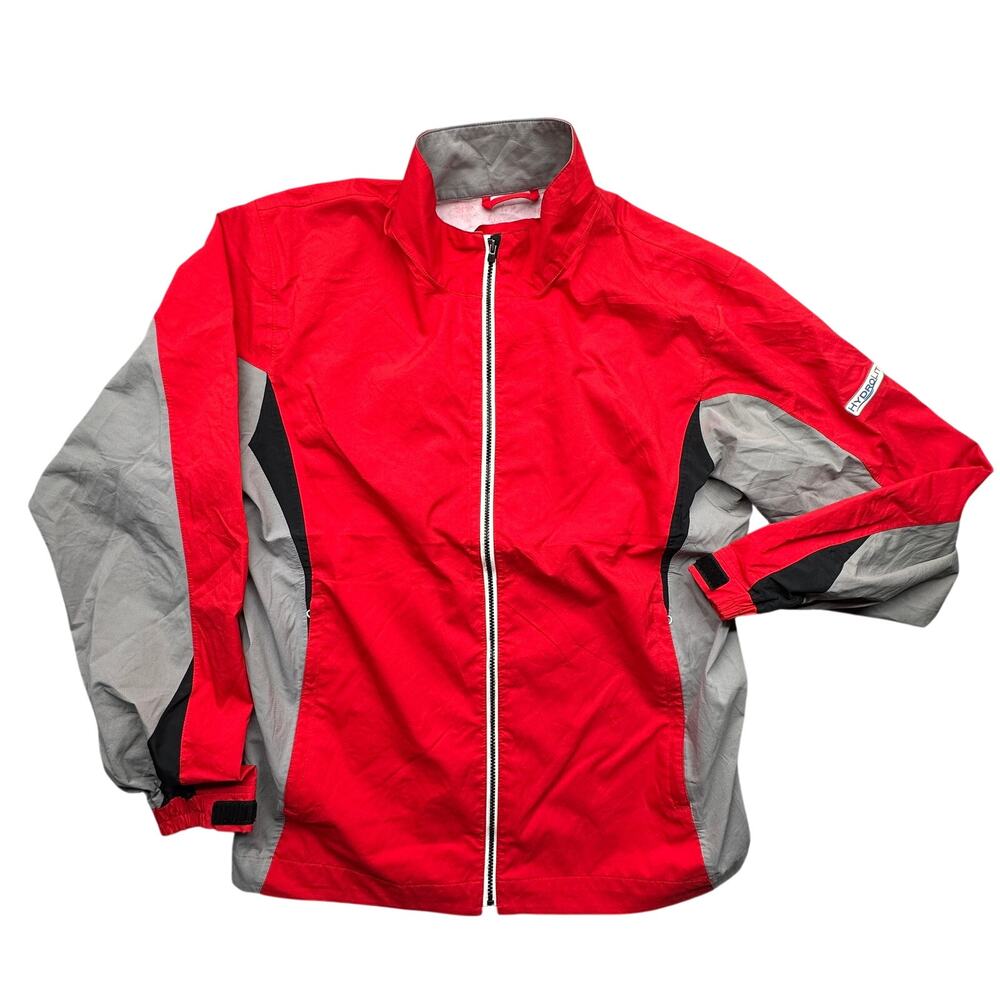 Footjoy FJ Dryjoys Hydrolite Windbreaker Long Sleeve Jacket Mens Medium Golf Red